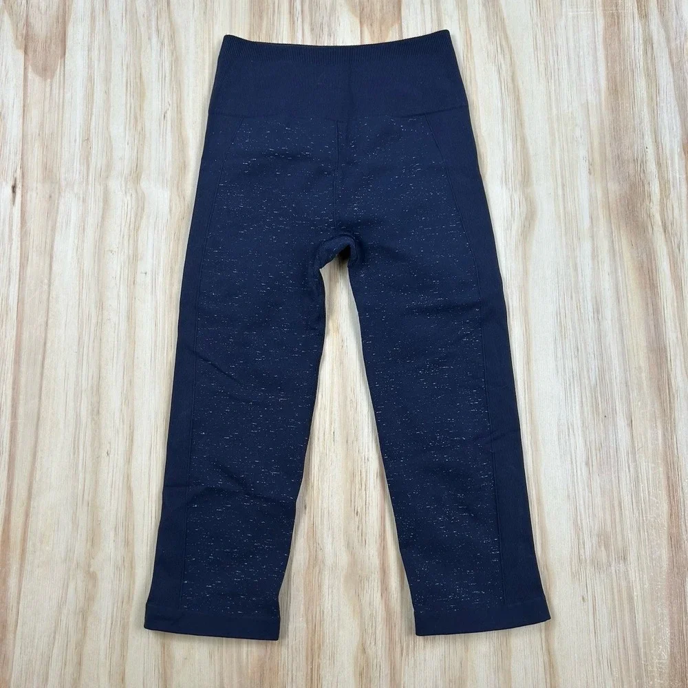 Lululemon Free To Flow Seamless Leggings Midnight Blue Speckled Crop FITS Size 6
